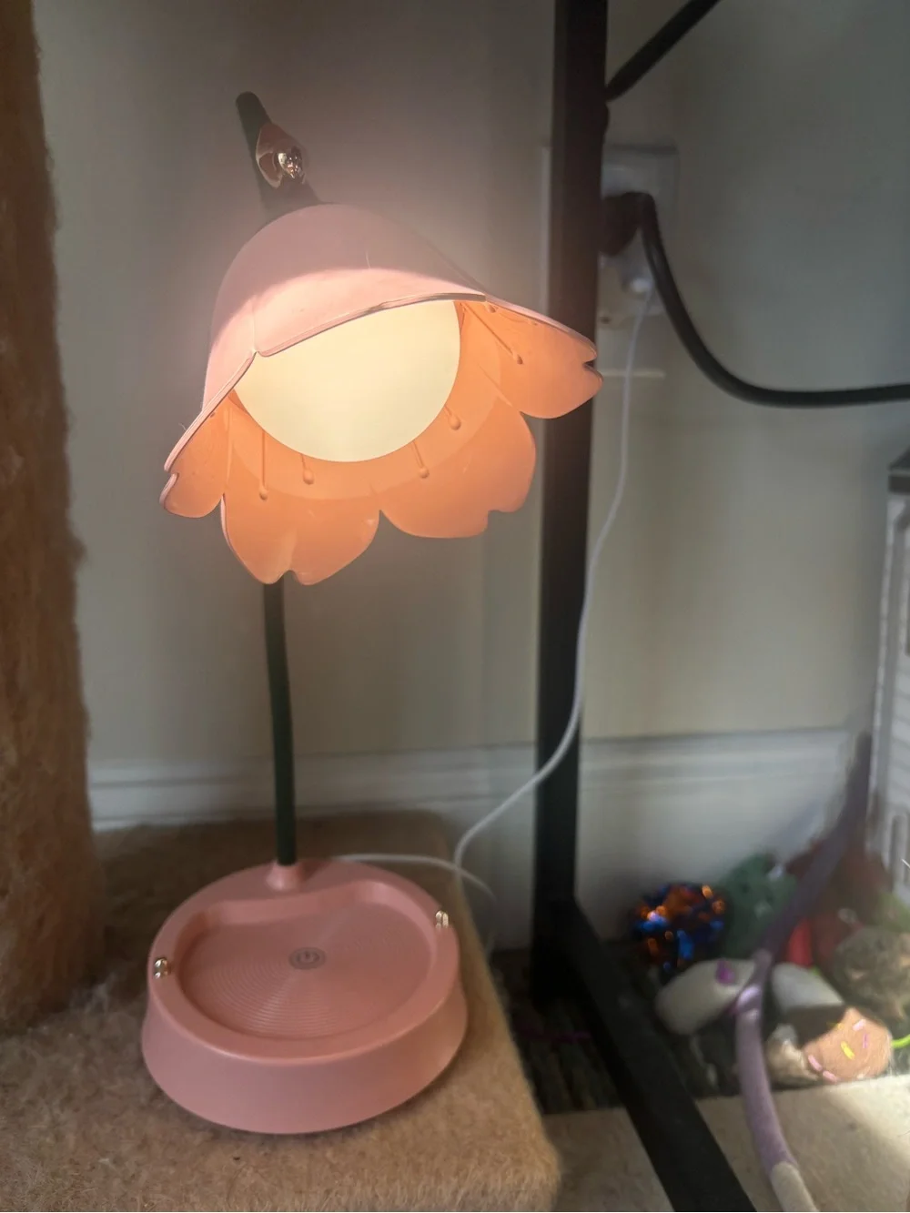 Pink Floral LED Touch Desk Lamp with Tray